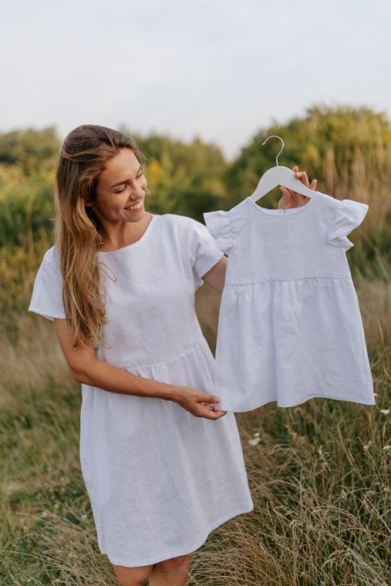 Lněné krátké šaty - MÁMA A DCERA – různé barvy - Velikost: 3XL/4XL