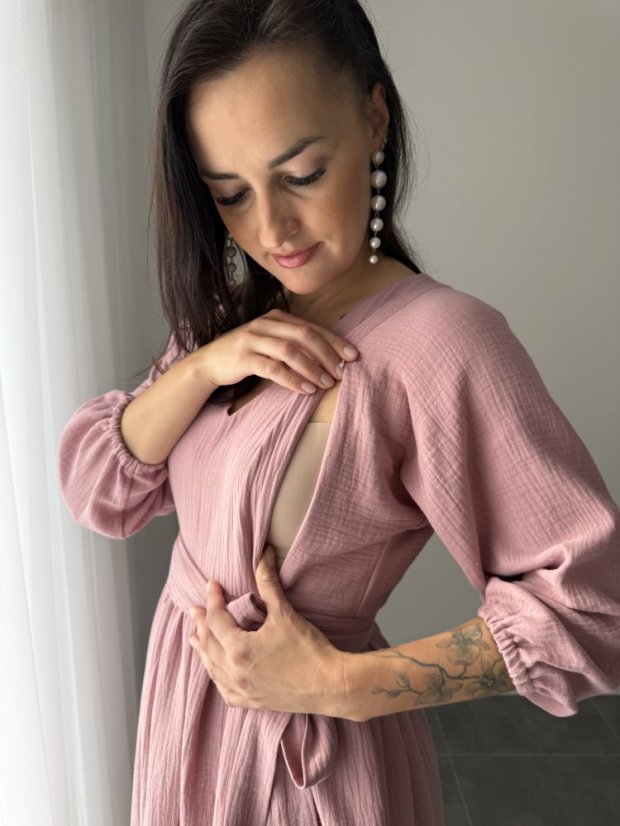 "Boho Breeze" dress MUM AND DAUGHTER - dark old pink - Size: XS/S