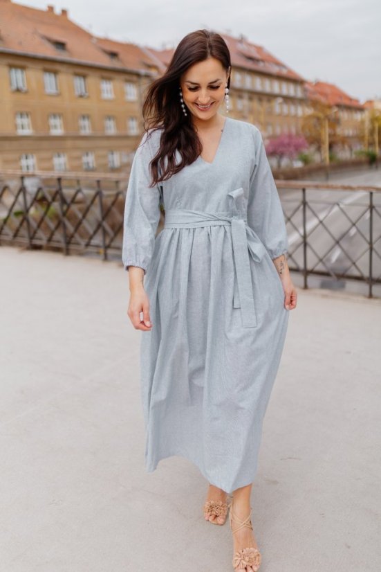 Linen dress "Boho Breeze"  - strips - Size: 3XL/4XL