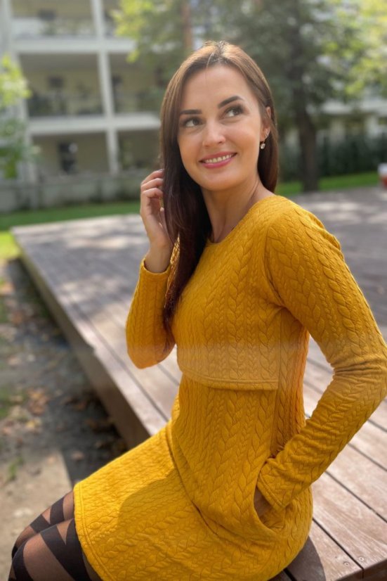 Straight sweater dress - Ocher