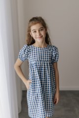 Breastfeeding "Tartana" dress - MOTHER AND DAUGHTER - blue