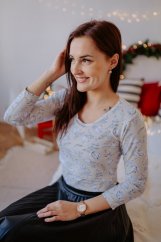 Knitted T-shirt - Wild beige flowers