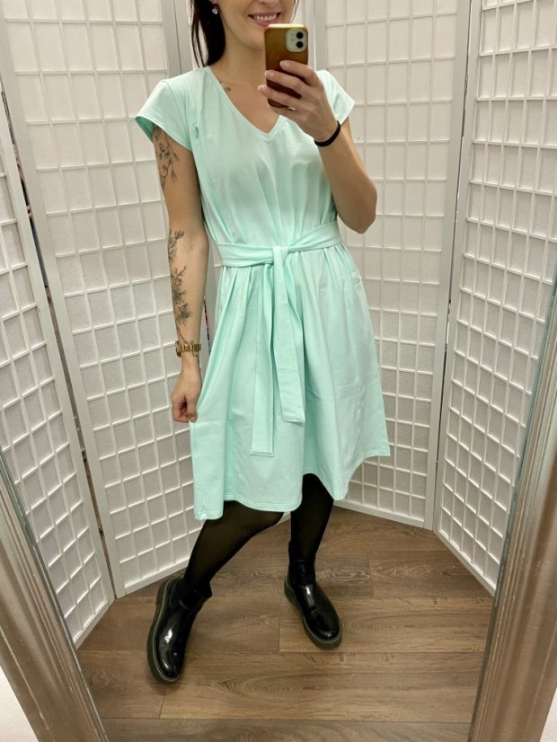 Knitted dress "Valencia" - light mint - Size: 3XL/4XL