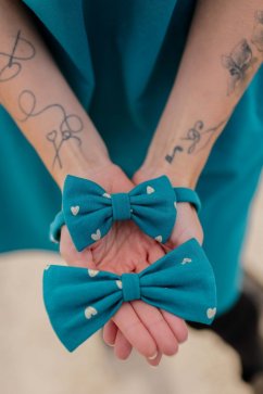 Men's or boys' bow ties - gold hearts on kerosene