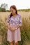 Teplákové šaty ke kojení s nasbíranou sukní – staroružové pivonky - Velikost: XL
