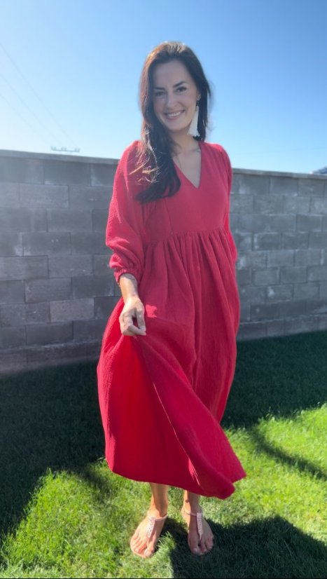 Breastfeeding "Boho Breeze" dress -Red