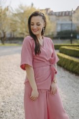 Krátké mušelínové kimono - tmavá starorůžová