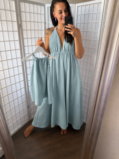 The Aria Muslin Dress - MUM and DAUGHTER - powdery mint