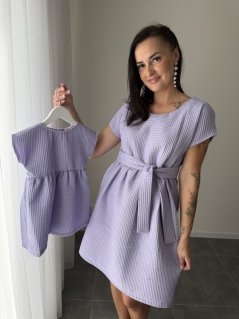 Cotton Dress "Waffle" - MOM AND DAUGHTER - lila