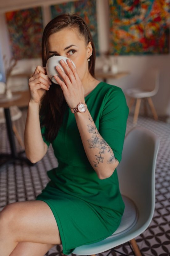 Straight MATCHY nursing dress - green