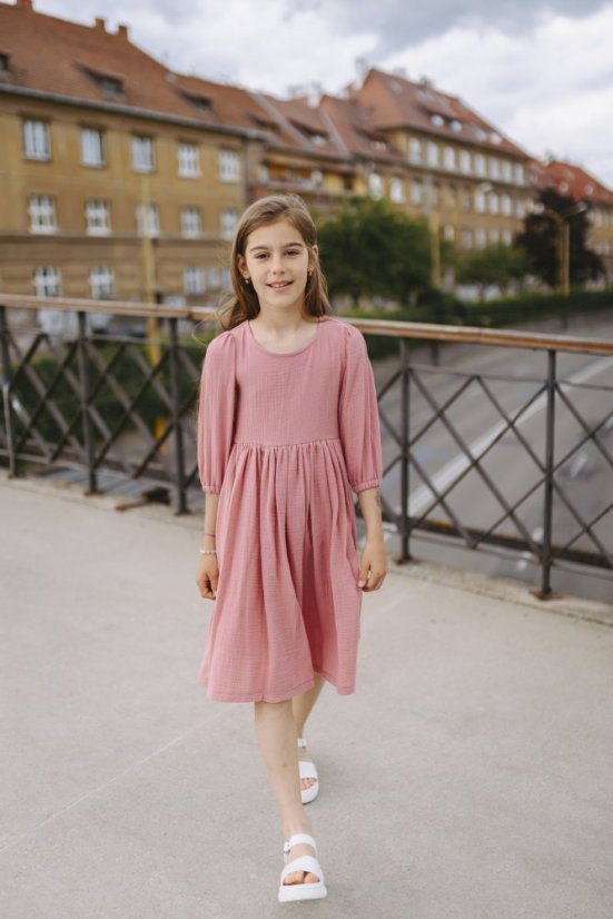 "Boho Breeze" dress MUM AND DAUGHTER - dark old pink - Size: XS/S