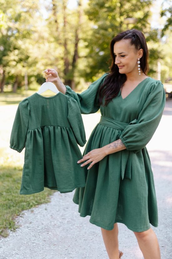 "Boho Breeze" dress MUM AND DAUGHTER - emerald - Size: M/L