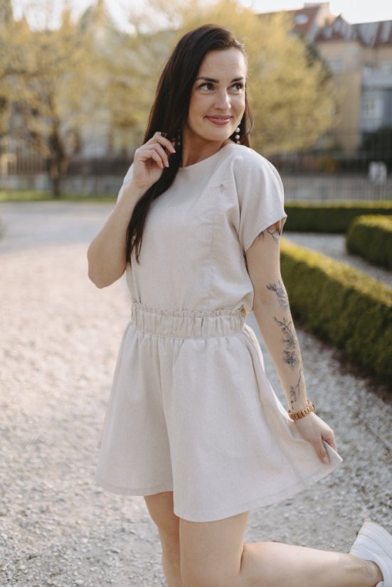Linen nursing blouse - beige - Size: 3XL/4XL
