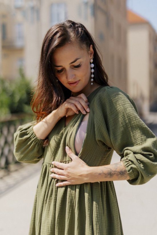 Breastfeeding "Boho Breeze" dress -army green