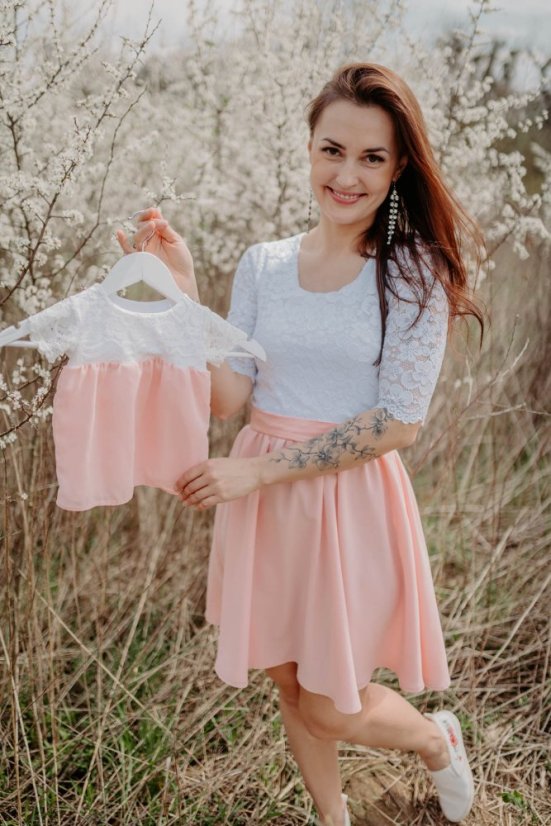 Formal dress "Grace" - white pink - Size: XL