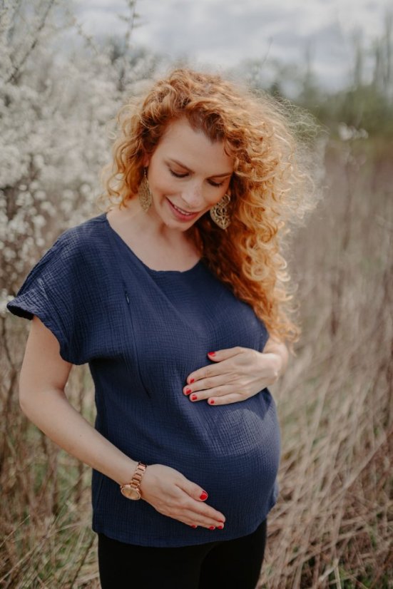 Muslin blouse/T-shirt - Dark blue