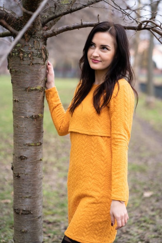 Straight sweater dress - Ocher