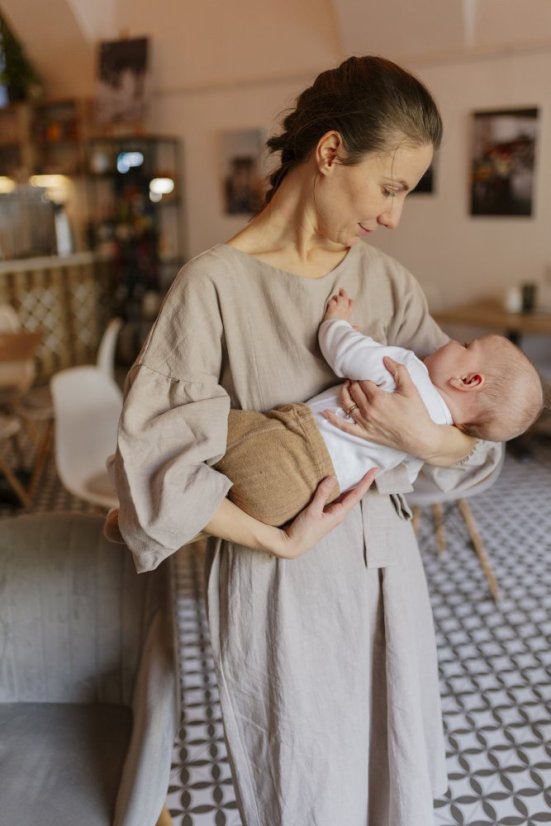 Lněné šaty "Maison Linen" - písková - Velikost: XS/S