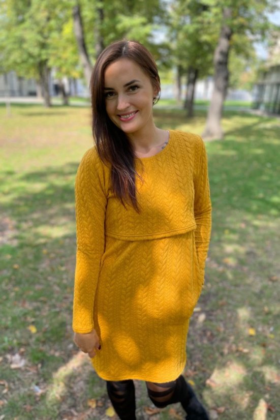 Straight sweater dress - Ocher