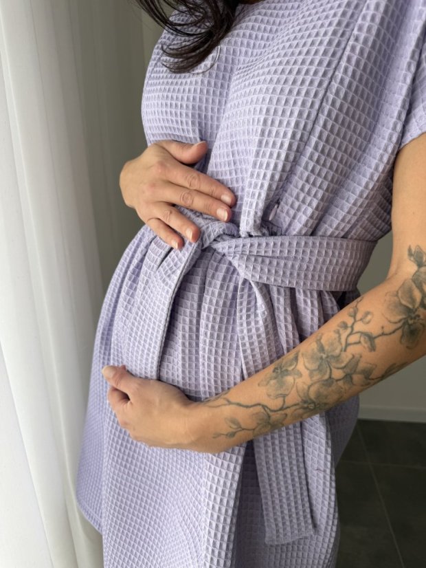 Bavlněné šaty "Waffle" - lila - Velikost: M/L