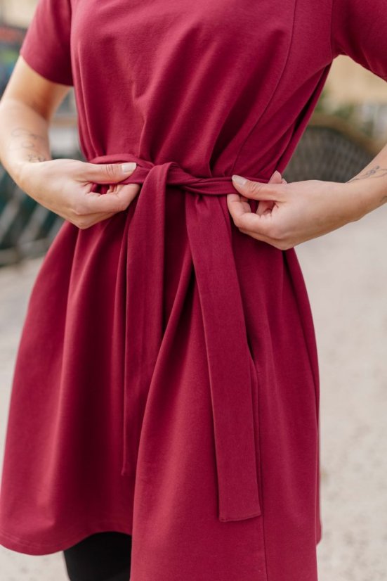 "Luna" Basic Dress - MUM AND DAUGHTER – Burgundy - Size: 3XL/4XL