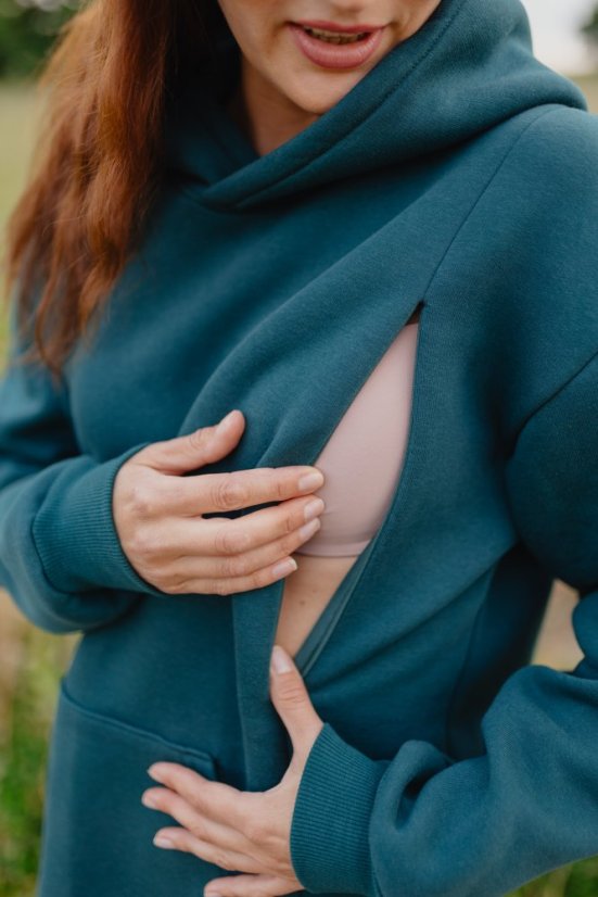 Hoodie mikina – Smaragdová - Velikost: XL/2XL