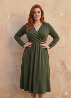 Wrap MIDI dress – khaki
