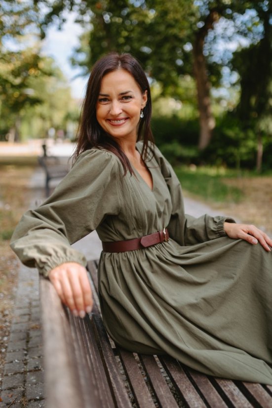 “Boho Cotton” Dress – army green - Size: M/L