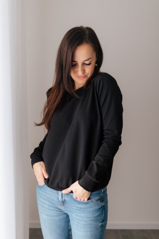 Women's thin sweatshirt - black - Size: XS/S