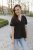 Muslin blouse with neckline - black