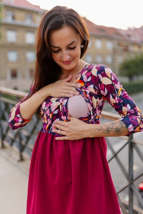 MATCHY sweatshirt dress - Burgundy leaves