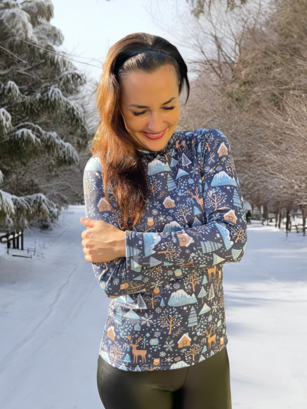 Thermal turtleneck with a mini stand-up collar - various colors and patterns