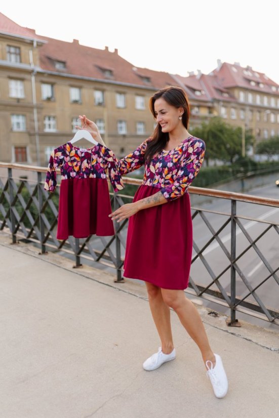 MATCHY sweatshirt dress - Burgundy leaves