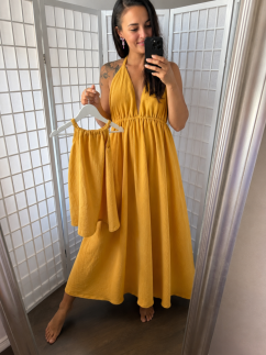 The Aria Muslin Dress - MUM and DAUGHTER - mustard