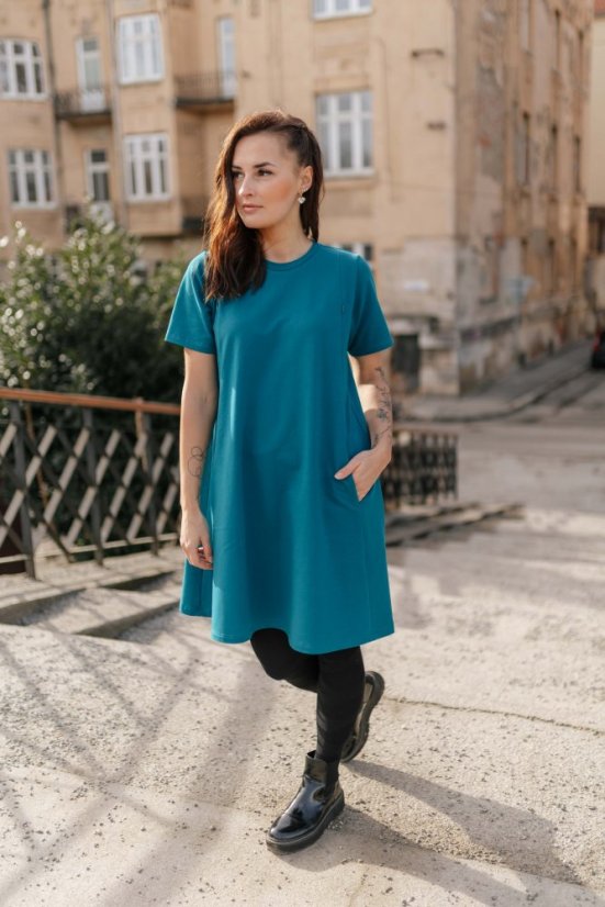 Teplákové šaty "Luna" – Petrolejové - Velikost: XS/S