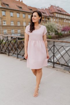 Bavlněné šaty "Waffle" - light pink