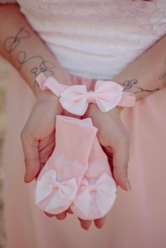 BABY set - ponožky a čelenka - růžové