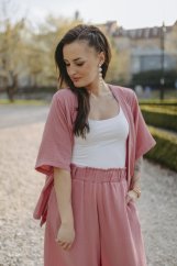 Krátké mušelínové kimono - tmavá starorůžová