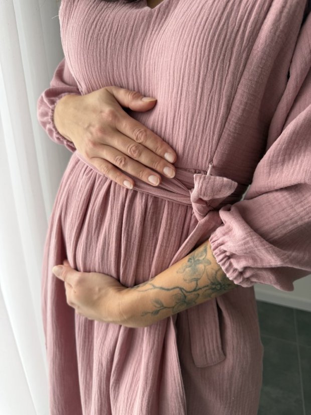 "Boho Breeze" dress MUM AND DAUGHTER - dark old pink - Size: XS/S