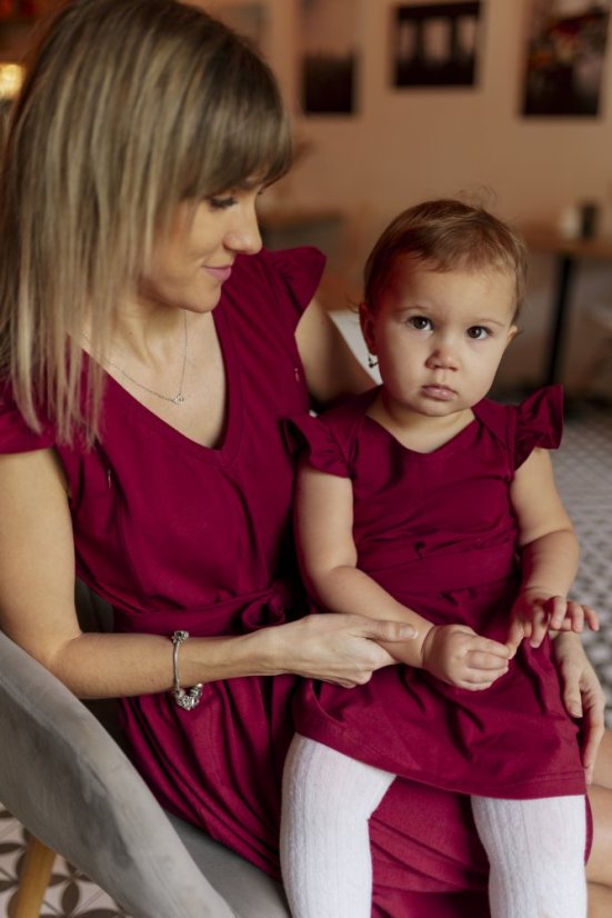 Knitted dress "Valencia" - MOM and DAUGHTER - burgundy - Size: XS/S