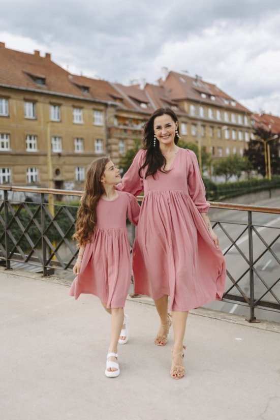 Šaty "Boho Breeze" MAMA A DCERA - tmavě starorůžová