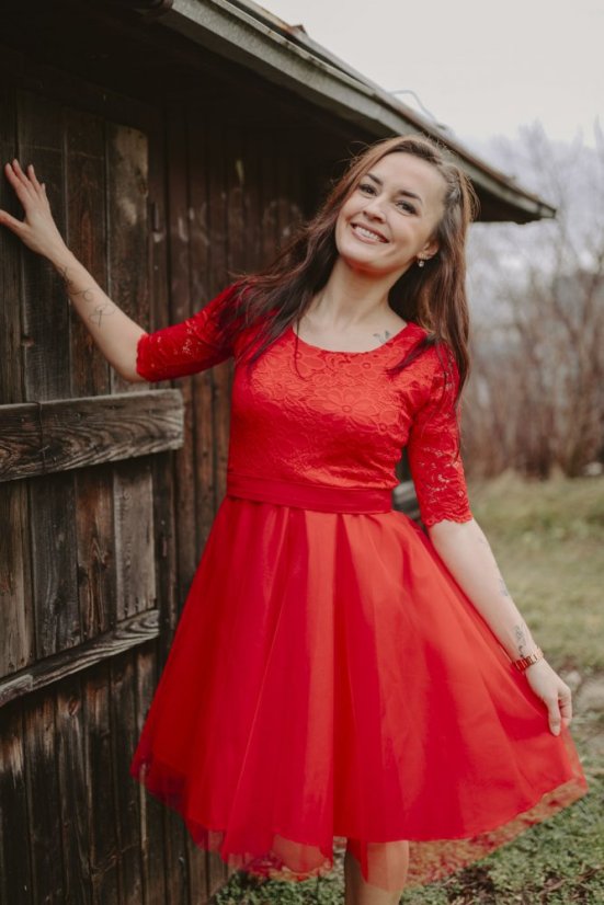Společenské šaty "Grace"– červený - Velikost: XL