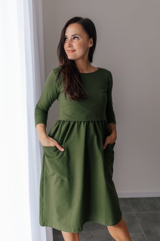 Tracksuit MIDI dress - Khaki - Size: S
