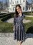Poplin wrap dress - dark blue flowers - Size: XL/2XL