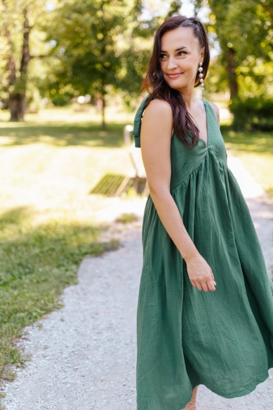 "Aura" dress - emerald - Size: XS/S, Variant: For breastfeeding, Length: Long