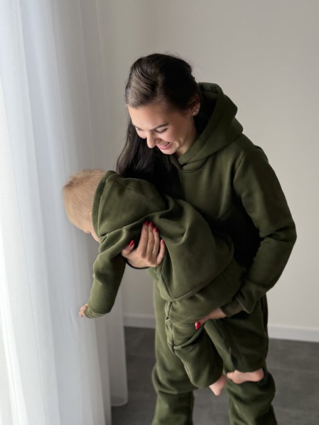 Warm tracksuit with hood - MAMA and MINI - various colors