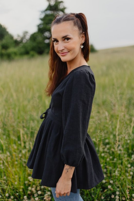 Lnená zavinovací halenka - různé barvy - Velikost: 3XL/4XL