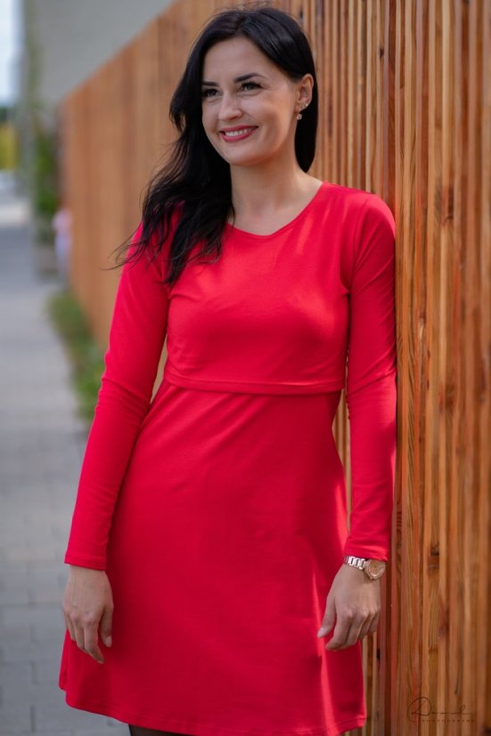 A-line cut dress - red - Size: M