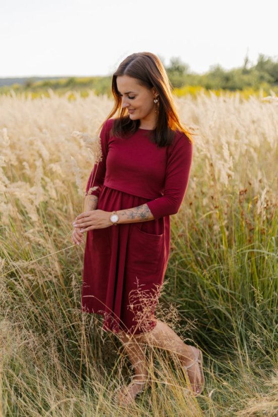 Tracksuit MIDI dress - Bordo - Size: M