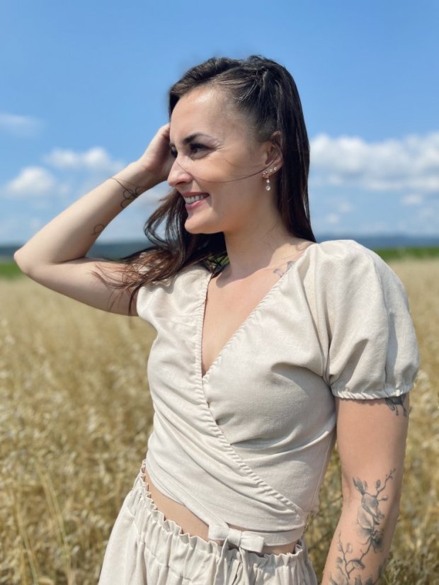 Lněný dlouhý set - Meruňková a písková